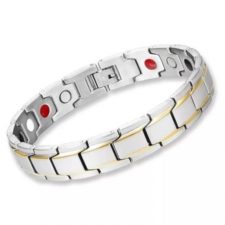 Silver & Gold Titanium Bio Energy Bracelet