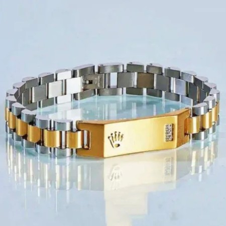 Men’s Stainless Steel Crown Jubilee Chain Bracelet (SB-019)