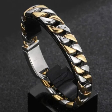 Men’s Powerful Stainless Steel Bracelet Silver Gold SB-027