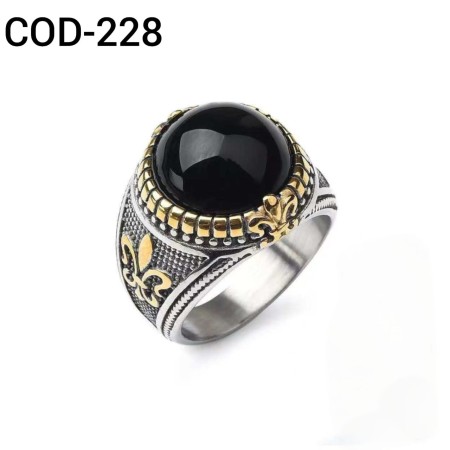 Turkish Handmade Black Stone Finger Ring For Men (228)