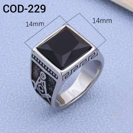 Retro 316L High Quality Black Stone Finger Ring For Men (229)