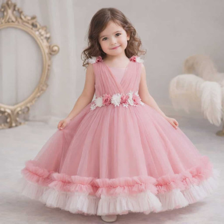 Imported ?? High-Quality Birthday & Party Dress – Princess Flower-Pink Color-[PD302]