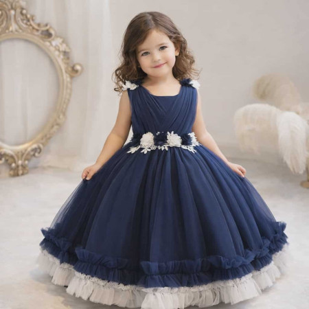 Imported ? High-Quality Party Dress– Princess Flower Girl--Blue Color Baby[PD301]