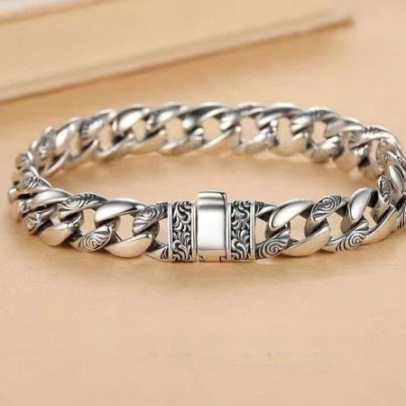 Stainless Steel Silver Curb Link Chain For Men Bracelet [SB-321]
