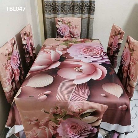 3D প্রিন্টেড ৬ পিছ চেয়ার কভার এবং ডাইনিং টেবিল কভার- 202