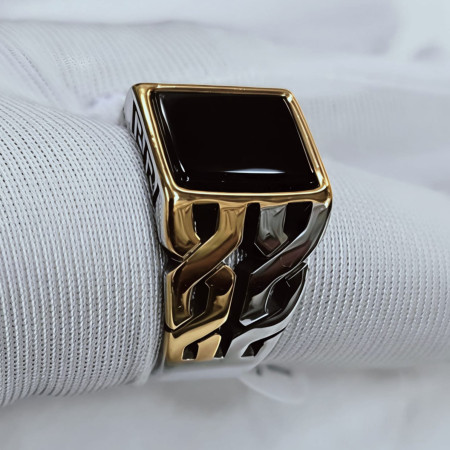 JP Italian Black Stone Finger Ring-204
