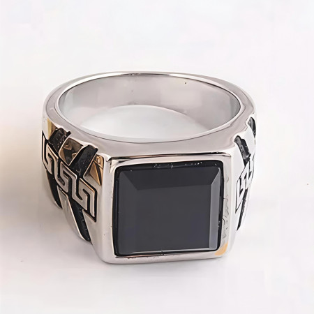 JP Italian Black Stone Finger Ring-COD-228