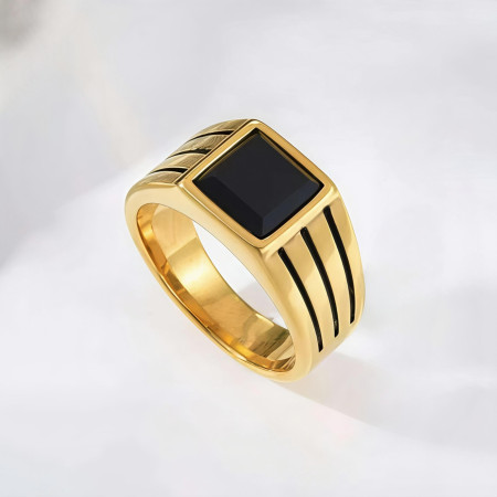 JP Italian Black Stone Finger Ring-COD-226