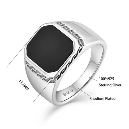 Turkish Handmade Black Stone Finger Ring For Men (225)