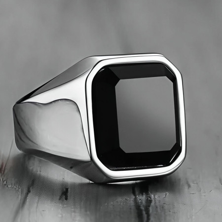 JP Italian Black Stone Finger Ring-205
